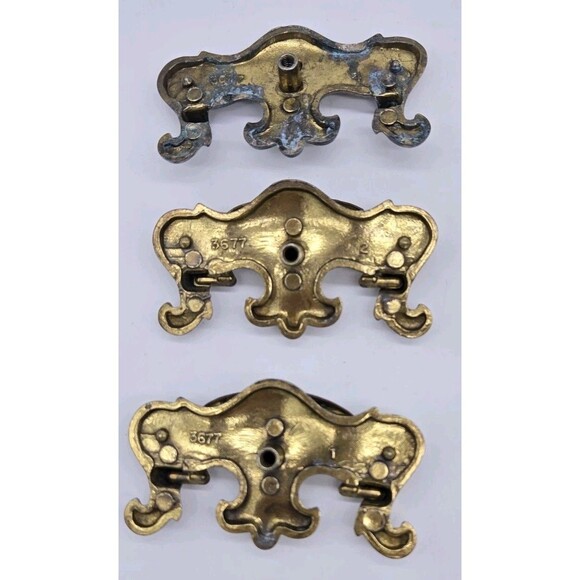 6 Vintage Dresser Drawer Furniture Pulls Handles With Screws Hardware Gold 3677 - Picture 12 of 16